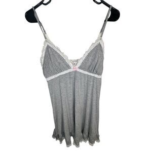 Victorias Secret Grey Spaghetti Strap Nighty Mini Dress With Lace